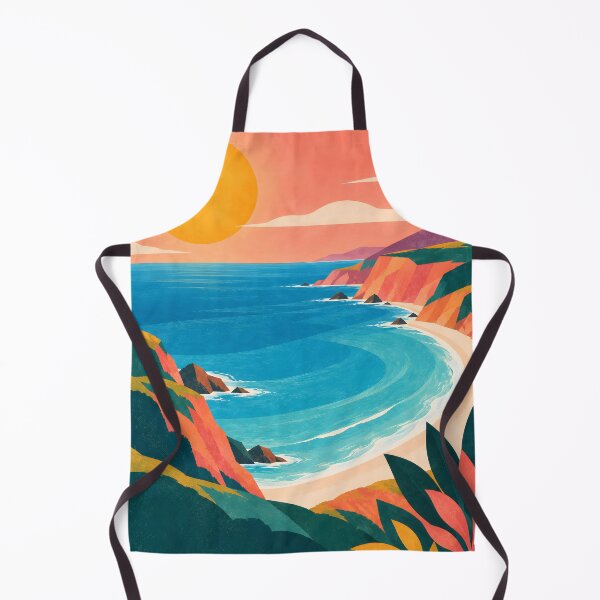 Item preview, Geometric Sunlit Coastal Bay and Coral Cliffs designed and sold by Jaani-T.