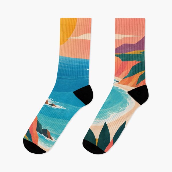 Item preview, Geometric Sunlit Coastal Bay and Coral Cliffs designed and sold by Jaani-T.