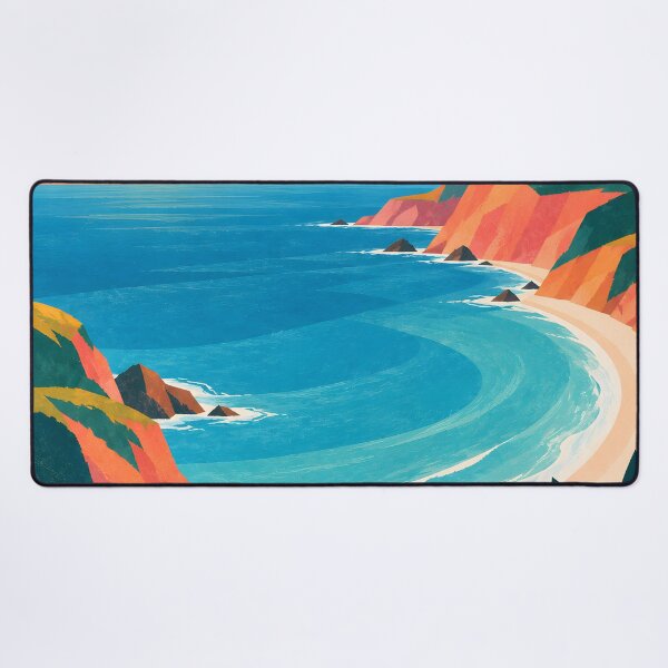 Item preview, Geometric Sunlit Coastal Bay and Coral Cliffs designed and sold by Jaani-T.