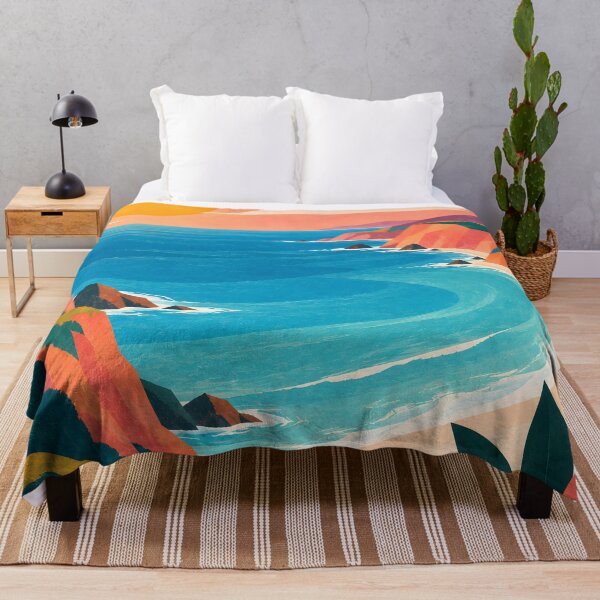 Item preview, Geometric Sunlit Coastal Bay and Coral Cliffs designed and sold by Jaani-T.