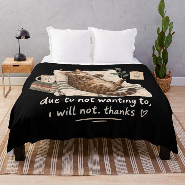 Item preview, Due To Not Wanting To I Will Not Thanks Cat Shirt, Funny Sarcastic Cat Tee, Introvert Humor Shirt, Cat Lover Gift designed and sold by Quiajia.