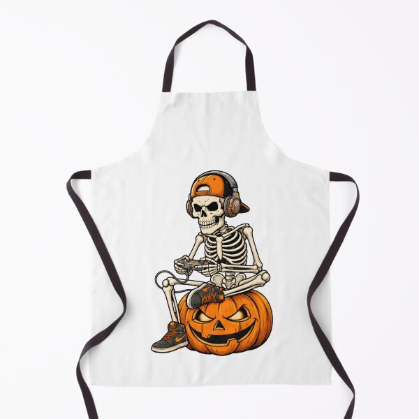 Item preview, Skeleton Gamer Jack-o-Lantern Halloween Orange designed and sold by OlyvieArt.