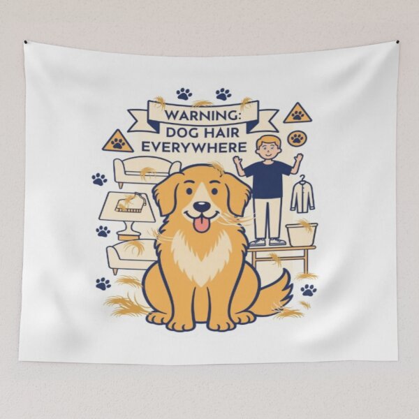 Item preview, Warning Dog Hair Everywhere – Funny Golden Retriever designed and sold by ClaussShop.