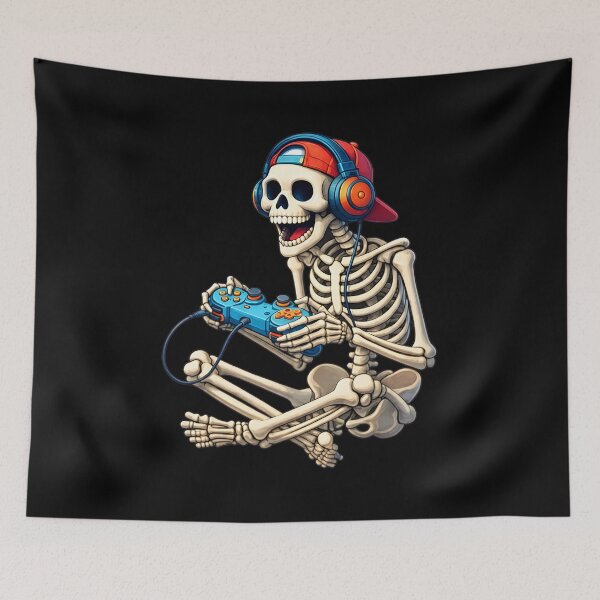 Item preview, Skeleton Gamer with Headphones and Controller designed and sold by OlyvieArt.