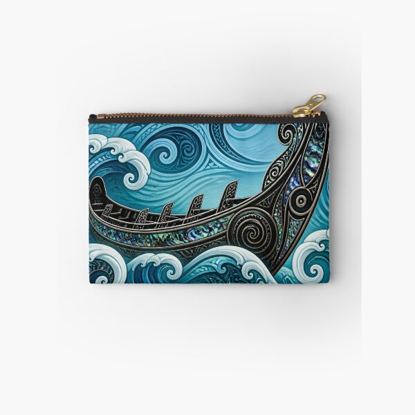 Item preview, Maori Waka Canoe Ocean Waves Turquoise Paua Shell Print designed and sold by GrinGalore.
