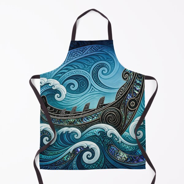 Item preview, Maori Waka Canoe Ocean Waves Turquoise Paua Shell Print designed and sold by GrinGalore.
