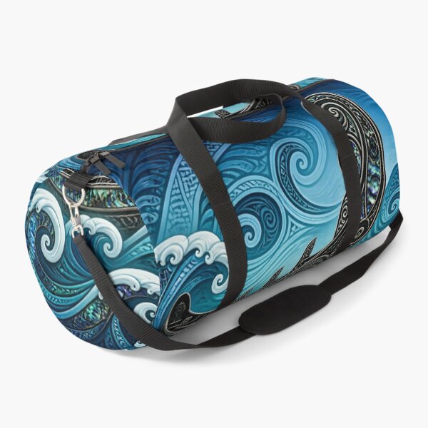 Item preview, Maori Waka Canoe Ocean Waves Turquoise Paua Shell Print designed and sold by GrinGalore.