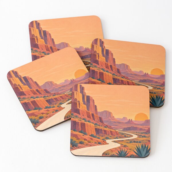 Item preview, Geometric Desert Canyon Road at Golden Sunset designed and sold by Jaani-T.