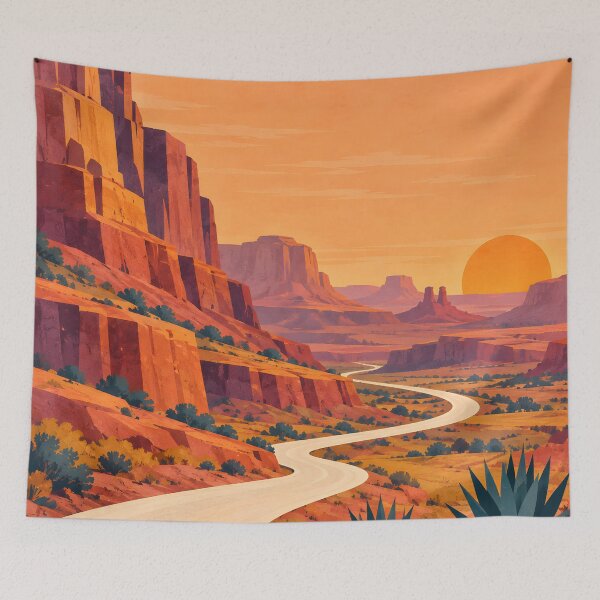 Item preview, Geometric Desert Canyon Road at Golden Sunset designed and sold by Jaani-T.