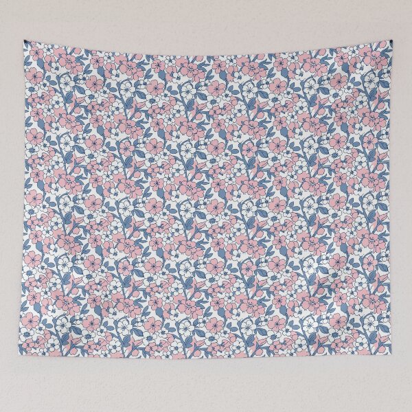 Item preview, Pink Blue Cherry Blossom Floral Pattern designed and sold by AIG - Andrei Ilie Graphics.