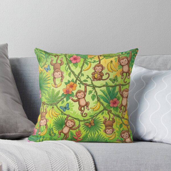 Item preview, Cute Baby Monkey Jungle Safari Pattern Art designed and sold by ShivCraftStudio.