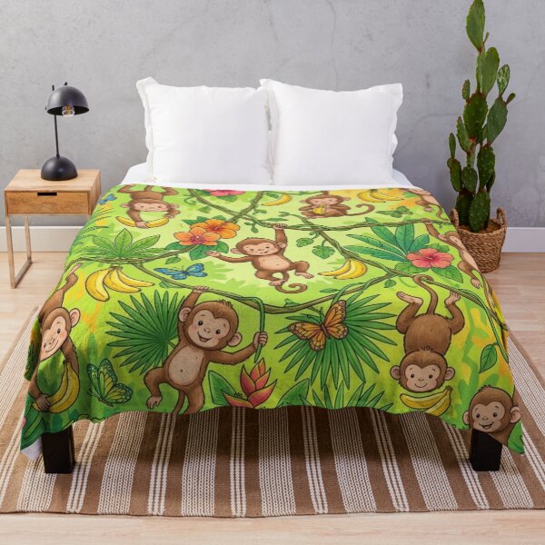 Item preview, Cute Baby Monkey Jungle Safari Pattern Art designed and sold by ShivCraftStudio.