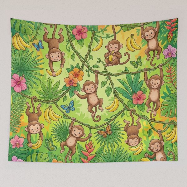 Item preview, Cute Baby Monkey Jungle Safari Pattern Art designed and sold by ShivCraftStudio.