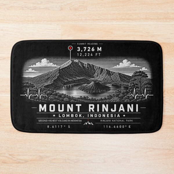 Item preview, ✨❤️ HEARTBEATS OF THE WORLD COLLECTION ❤️ - Mount Rinjani Summit Emblem - RINJANI NATIONAL PARK - LOMBOK - INDONESIA designed and sold by WheelieGdArt.