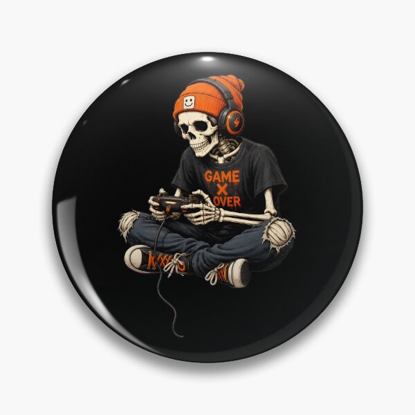 Item preview, Skeleton Gamer "Game Over" Black Orange designed and sold by OlyvieArt.