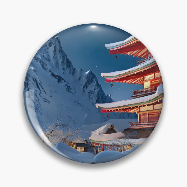 Item preview, Majestic Snowy Pagoda Under a Full Moon designed and sold by Artessie.
