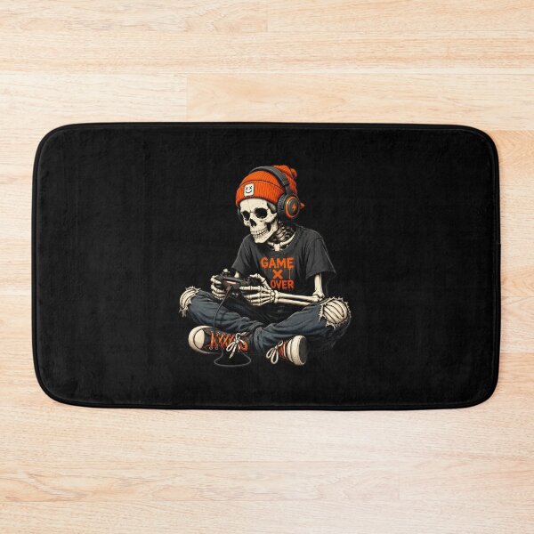 Item preview, Skeleton Gamer Game Over Skull Orange Beanie Art designed and sold by OlyvieArt.