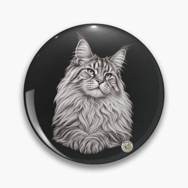 Item preview, Charcoal-style portrait of a Maine Coon designed and sold by Peludos, Sí gracias.