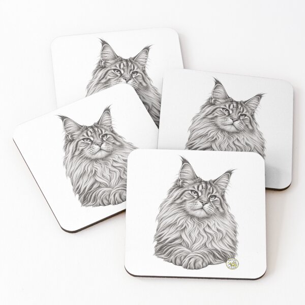 Item preview, Charcoal-style portrait of a Maine Coon designed and sold by Peludos, Sí gracias.