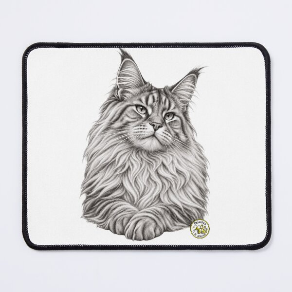 Item preview, Charcoal-style portrait of a Maine Coon designed and sold by Peludos, Sí gracias.
