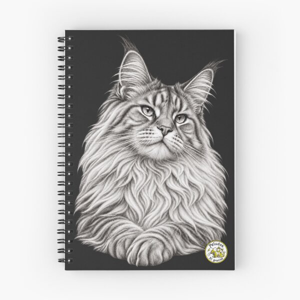 Item preview, Charcoal-style portrait of a Maine Coon designed and sold by Peludos, Sí gracias.