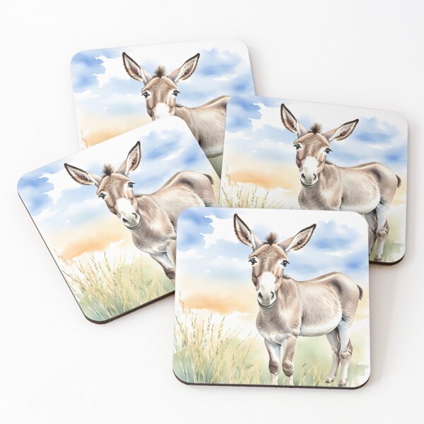 Item preview, Cute Watercolor Donkey Foal in Meadow Grass designed and sold by Hackl20.