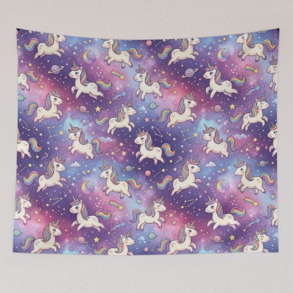 Item preview, Magical Unicorn Galaxy Space Seamless Nursery Textile Pattern Art designed and sold by ShivCraftStudio.