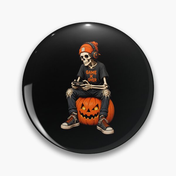 Item preview, Skeleton Gamer Halloween Jack-o-lantern Over designed and sold by OlyvieArt.