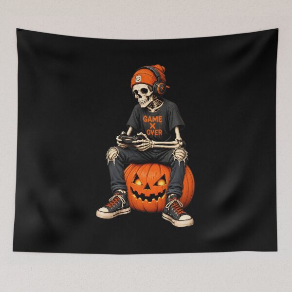Item preview, Skeleton Gamer Halloween Jack-o-lantern Over designed and sold by OlyvieArt.