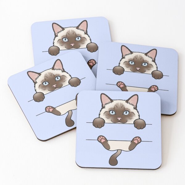Item preview, Cute Peeking Siamese Cat Dark Paws Pink Beans Funny Kitten designed and sold by PetalsPaws.