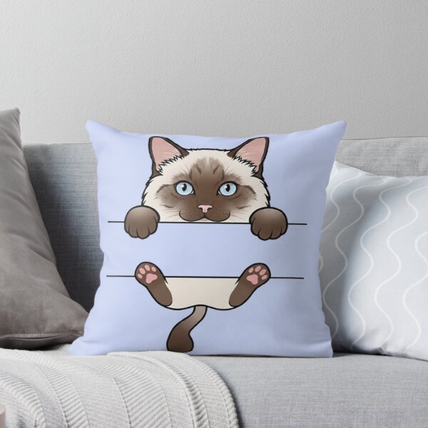 Item preview, Cute Peeking Siamese Cat Dark Paws Pink Beans Funny Kitten designed and sold by PetalsPaws.