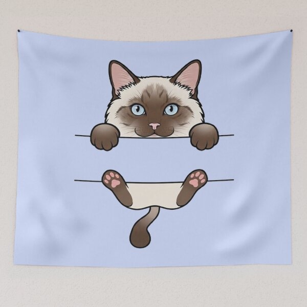 Item preview, Cute Peeking Siamese Cat Dark Paws Pink Beans Funny Kitten designed and sold by PetalsPaws.