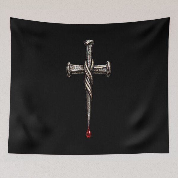 Item preview, Rustic Christian Iron Nail Cross Red Blood Drop Art designed and sold by Francisbb.