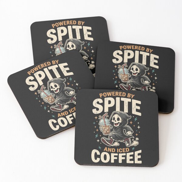 Item preview, Powered By Spite And Iced Coffee Funny Grim Reaper designed and sold by Emmatshirt1.