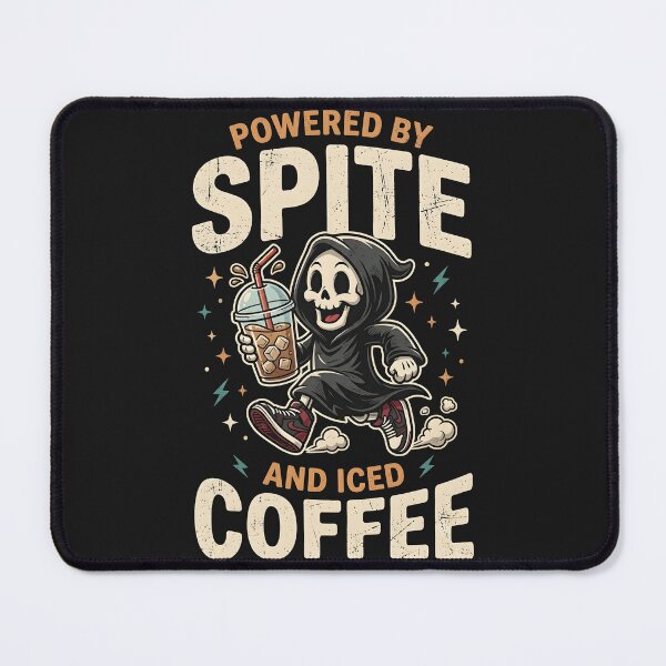 Item preview, Powered By Spite And Iced Coffee Funny Grim Reaper designed and sold by Emmatshirt1.