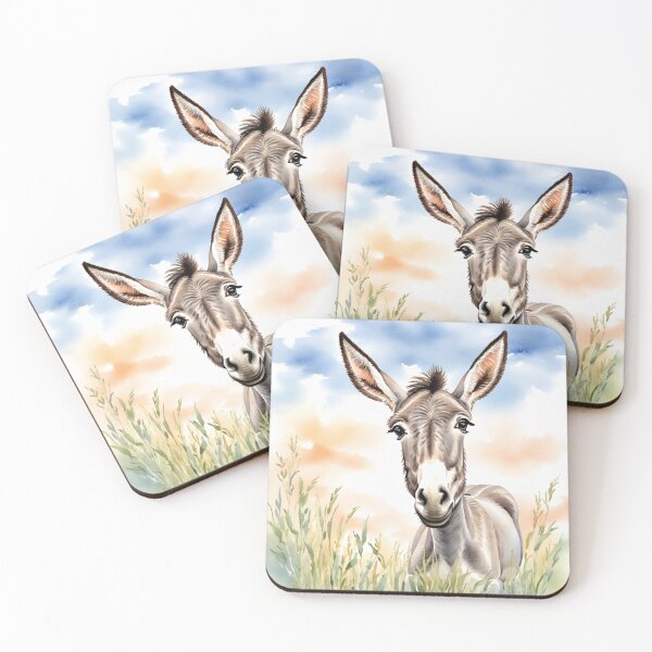 Item preview, Cute Watercolor Donkey Foal in Meadow Grass designed and sold by Hackl20.