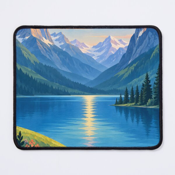 Item preview, Geometric Alpine Lake Sunrise and Wildflower Valley designed and sold by Jaani-T.