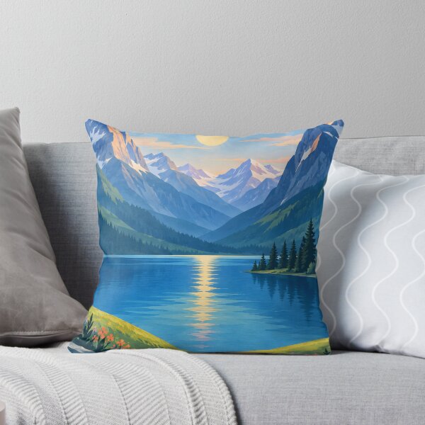 Item preview, Geometric Alpine Lake Sunrise and Wildflower Valley designed and sold by Jaani-T.