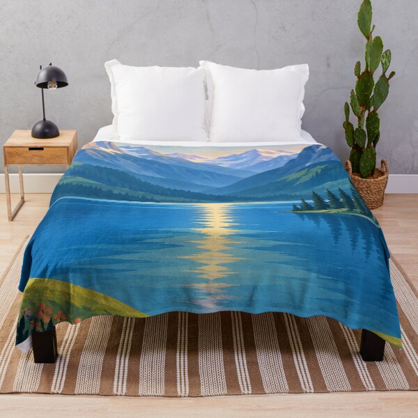 Item preview, Geometric Alpine Lake Sunrise and Wildflower Valley designed and sold by Jaani-T.