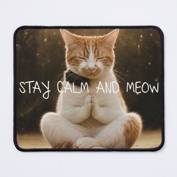 Item preview, Meditation Cat Stay Calm And Meow - Zen Orange Tabby designed and sold by JossDesign15.