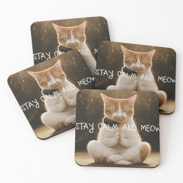 Item preview, Meditation Cat Stay Calm And Meow - Zen Orange Tabby designed and sold by JossDesign15.