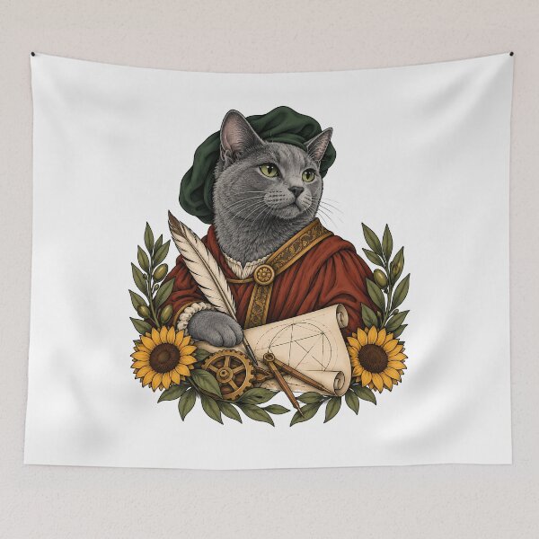 Item preview, Renaissance Genius Cat designed and sold by Old's Cool Cat Studio.