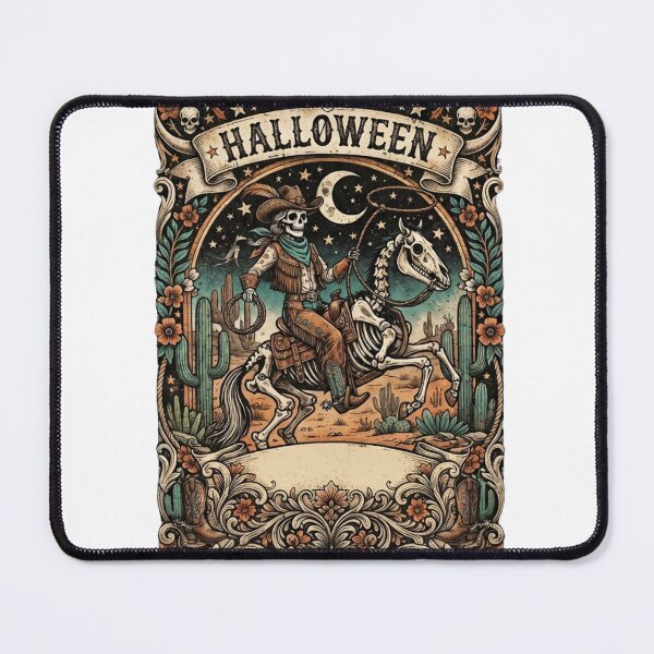 Item preview, Vintage Skeleton Cowgirl Halloween Design, Retro Western Spooky T-Shirt PNG, Wild West Trick or Treat Graphic designed and sold by CreativeNest Prints.