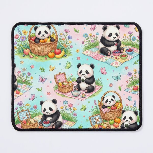 Item preview, Cute Baby Panda Picnic Seamless Pattern Art designed and sold by ShivCraftStudio.