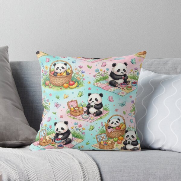 Item preview, Cute Baby Panda Picnic Seamless Pattern Art designed and sold by ShivCraftStudio.