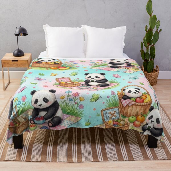 Item preview, Cute Baby Panda Picnic Seamless Pattern Art designed and sold by ShivCraftStudio.