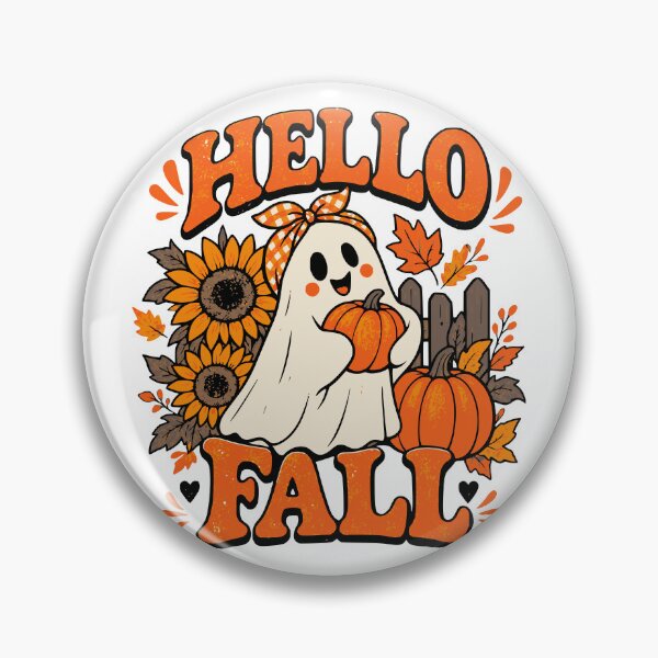 Item preview, Cute Ghost Pumpkin Hello Fall Autumn Design | halloween Tshirt and sticker design designed and sold by Billium Halder.
