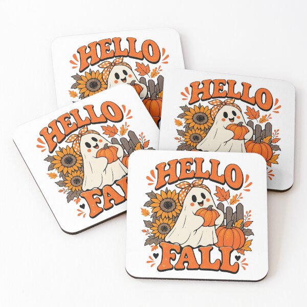 Item preview, Cute Ghost Pumpkin Hello Fall Autumn Design | halloween Tshirt and sticker design designed and sold by Billium Halder.