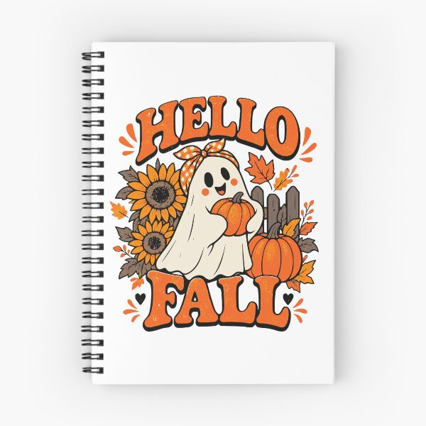 Item preview, Cute Ghost Pumpkin Hello Fall Autumn Design | halloween Tshirt and sticker design designed and sold by Billium Halder.