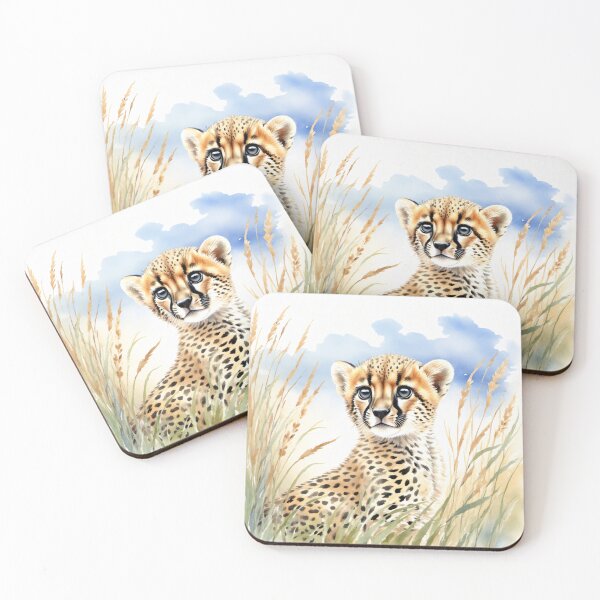 Item preview, Cute Watercolor Cheetah Cub in Meadow Grass designed and sold by Hackl20.